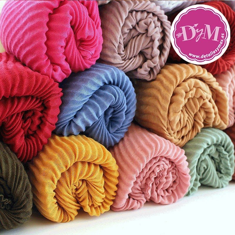 Pashminas plisadas colores lisos