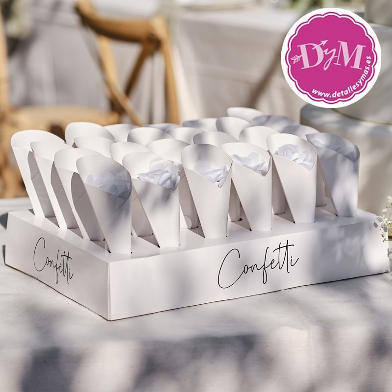 Conos con confetti Biodegradable en bandeja