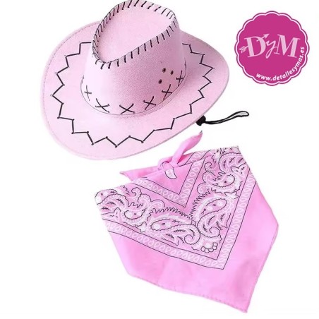 Conjunto Barbie sombrero + pañuelo rosa