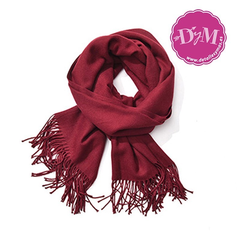 Pashmina de lana Cashmere. Color Vino