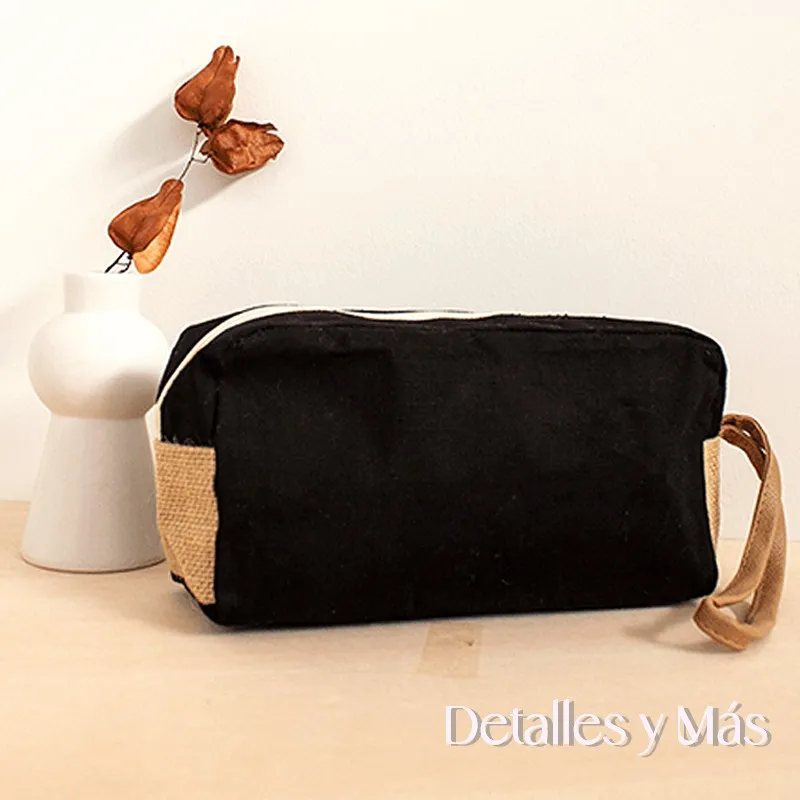 Neceser negro de algodón y yute