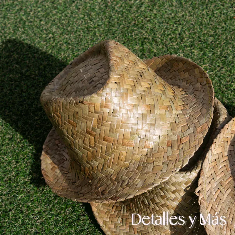 Sombrero de paja natural para bodas en color verdoso tostado