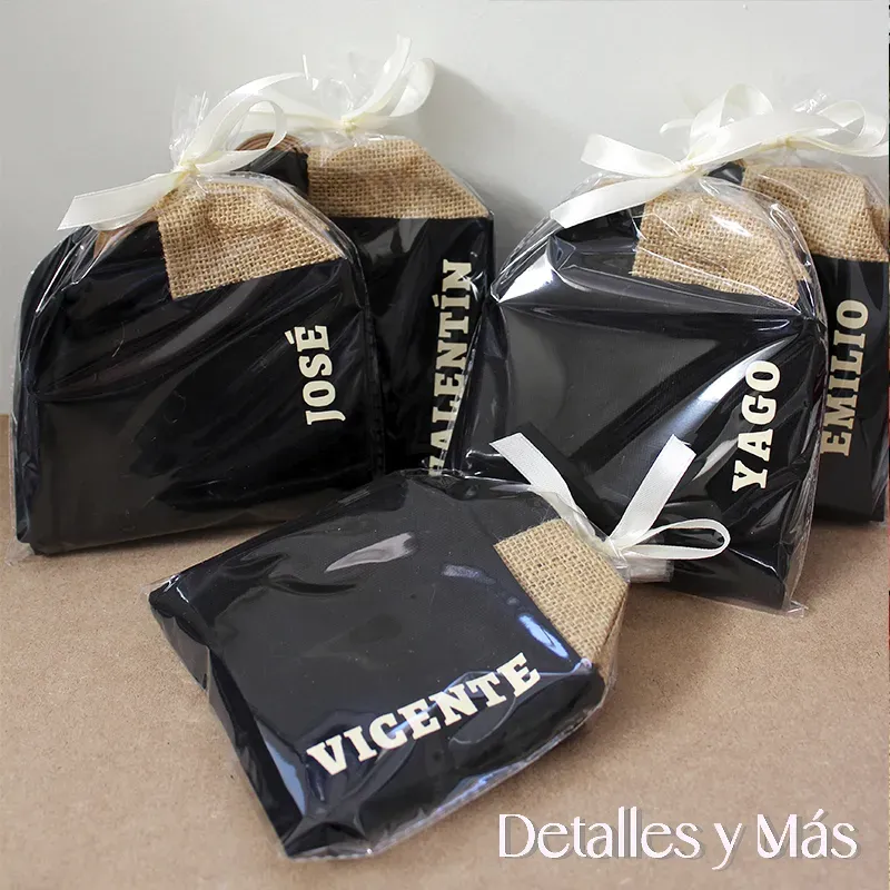 Neceser negro personalizado de algodón y yute