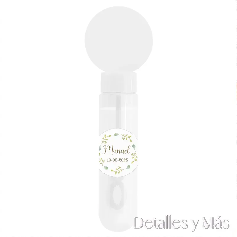 Bote de pompas de jabón en color blanco para personalizar en comuniones o bodas