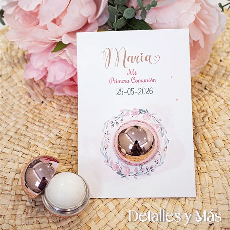 Bálsamo labial bola en tarjetón Flores