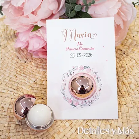 Bálsamo labial bola en tarjetón Flores