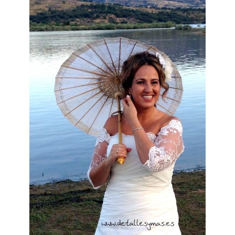 Parasol de novia filigrana dorada