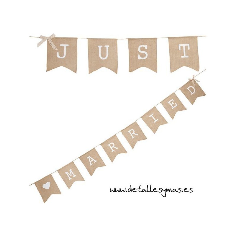 Banderines just married rústicos 