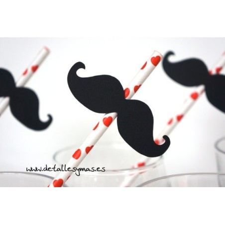 Pajitas de corazones con bigotes 