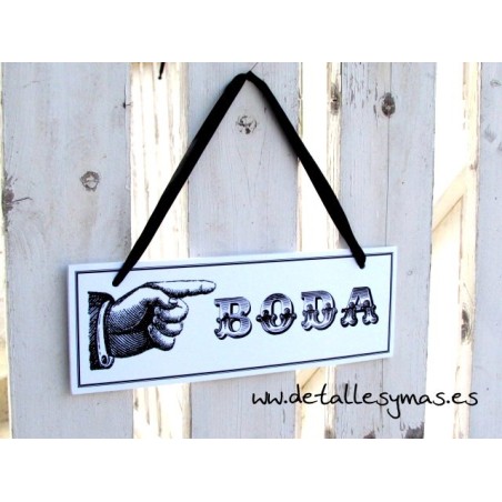 Cartel señal Boda Retro 