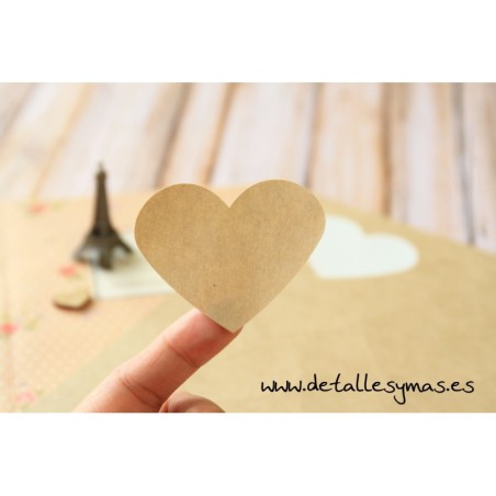 Adhesivos Kraft corazón. 20 unidades