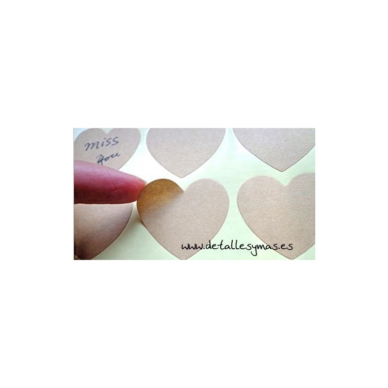 Adhesivos Kraft corazón. 20 unidades