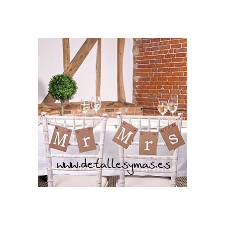 Letreros para sillas Mr and Mrs 
