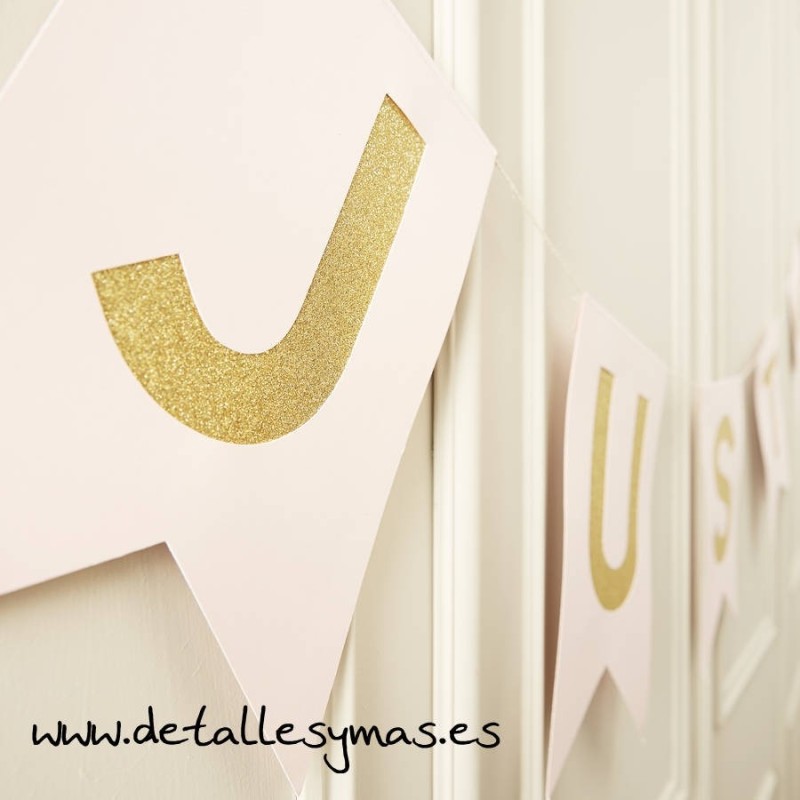 Banderin Just Married Rosa y Oro 