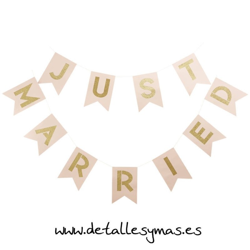 Banderin Just Married Rosa y Oro 