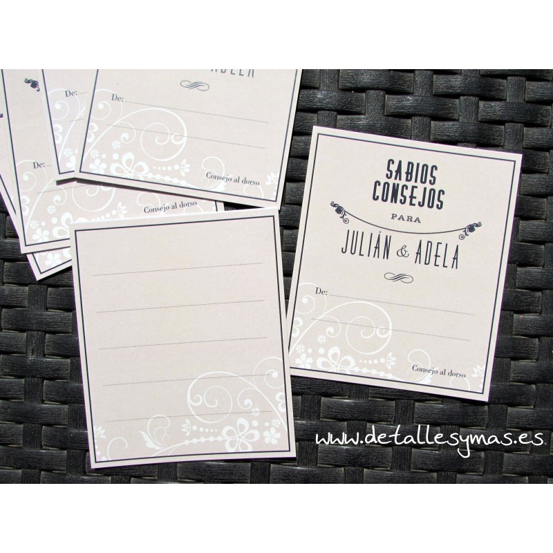Tarjetas de consejos. Modelo Decó