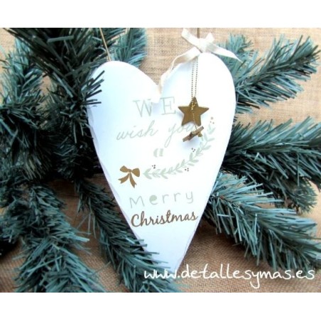 Corazón de madera navideño