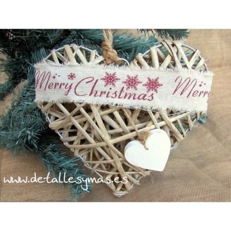 Corazón de mimbre Merry Christmas