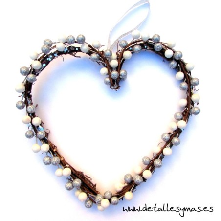 Corazón rústico Blanco y plata 