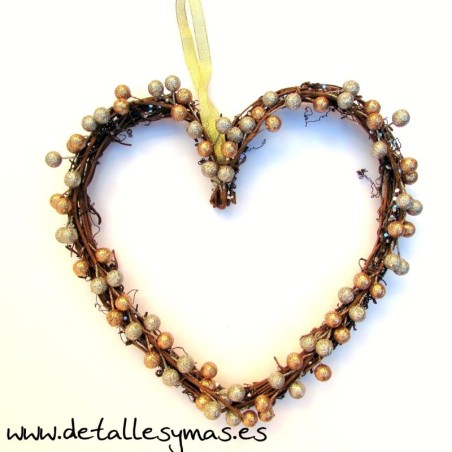 Corazón rústico Bronce y Oro 