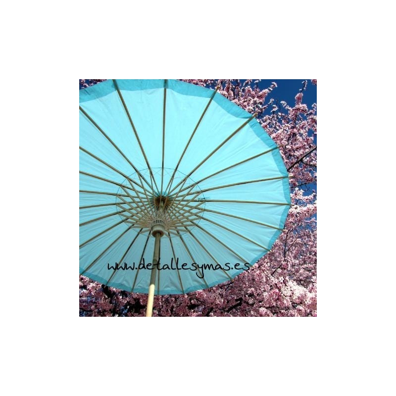 Parasol de papel Turquesa . 70 cms
