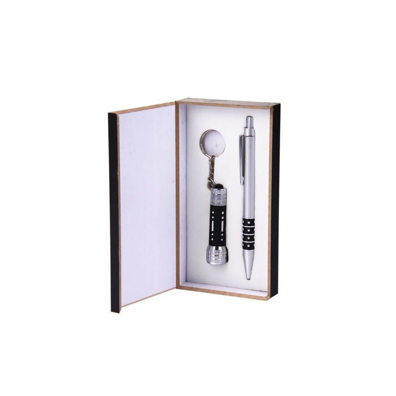 Set Bolígrafo + Llavero Linterna en caja de regalo 