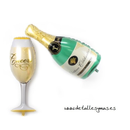 Globos Botella y copa de Champán