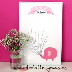 Cartel de huellas Elefante rosa 