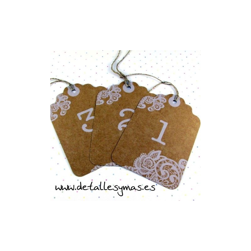 Números de mesa Kraft Tag