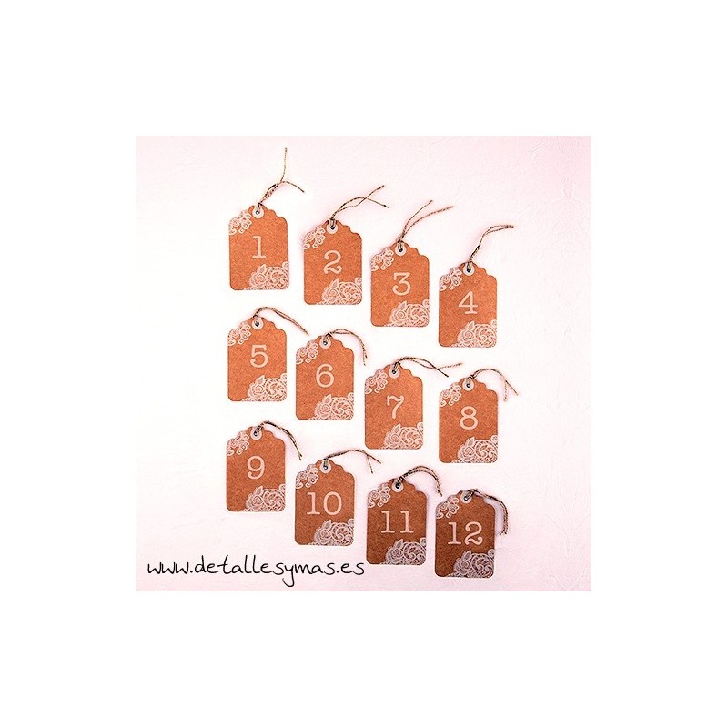 Números de mesa Kraft Tag