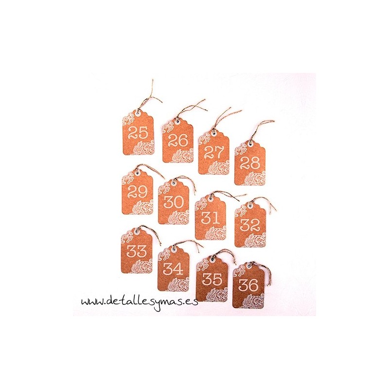 Números de mesa Kraft Tag