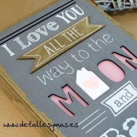Placa de madera I love you ....