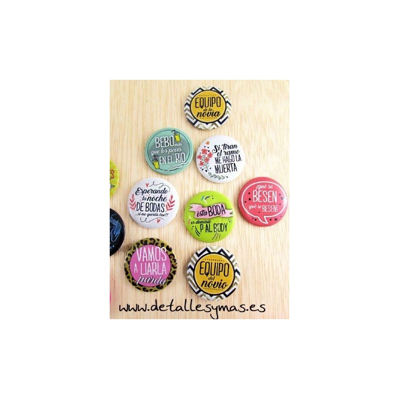 Lote de 11 chapas "Frases Wedding"