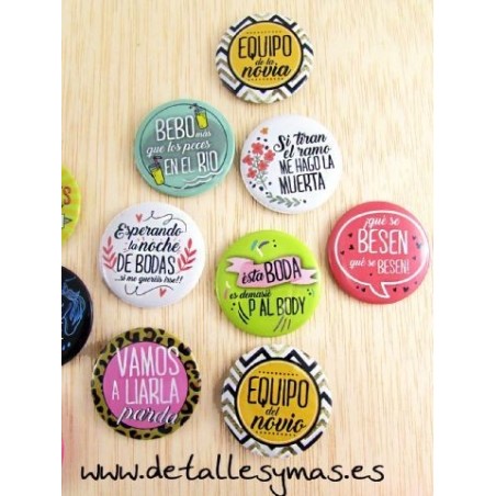 Lote de 11 chapas "Frases Wedding"