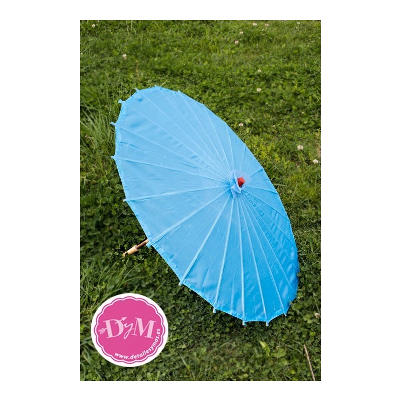 Sombrilla azul turquesa de tela