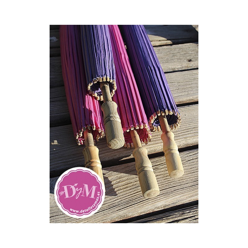 Parasol de papel morado. 80 cms