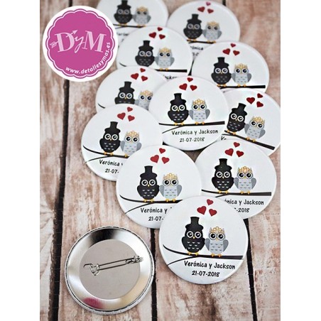 Chapas para bodas Buhos