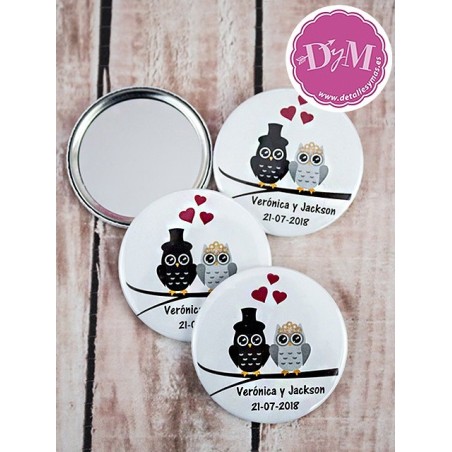 Espejo personalizado Pareja buhos