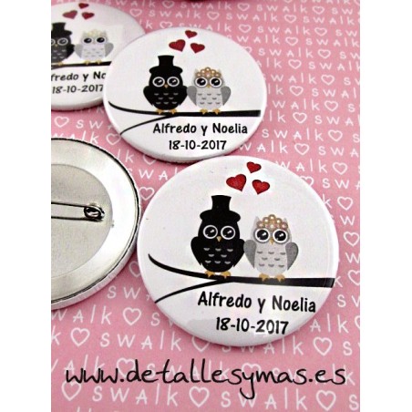 Chapas para bodas Buhos