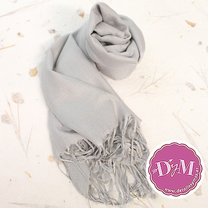 Pashmina Gris plata con flecos