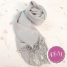 Pashmina Gris plata con flecos