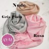 Pashmina Gris plata con flecos