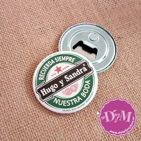 Chapa, espejo, abrebotellas o imán. Modelo Cerveza Heineken