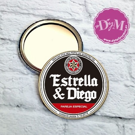 Chapa, espejo, abrebotellas o imán. Modelo Estrella Galicia