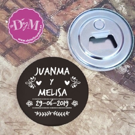 Chapa, espejo, abrebotellas o imán. Modelo pizarra