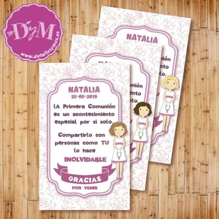 Recordatorio de comunión niña "Natalia"
