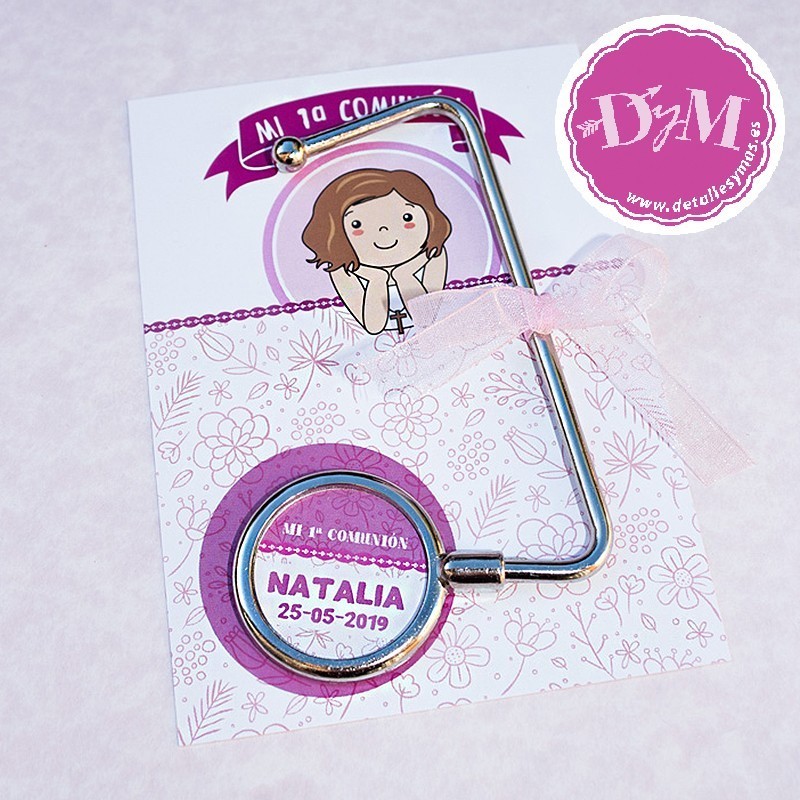 Cuelga bolsos  de comunión personalizado "Natalia"