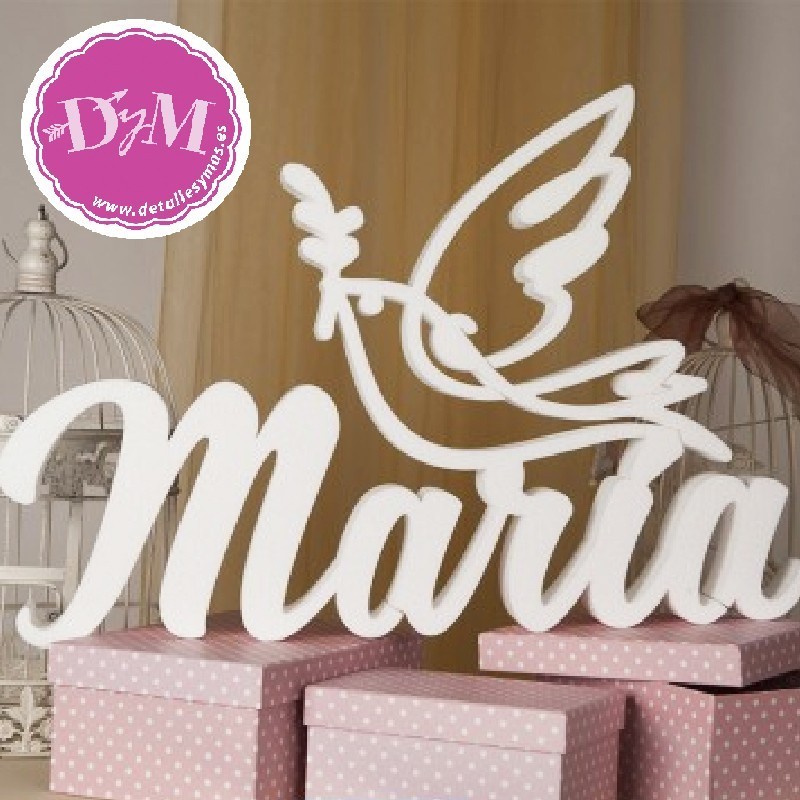 Nombre en Corcho con Paloma