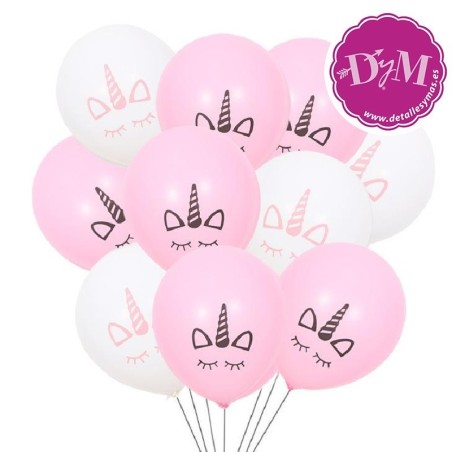 Globos de Unicornio en latex. 8 unidades