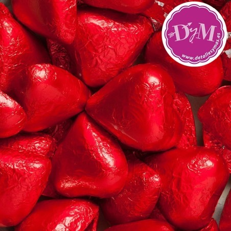Corazones chocolate rojo . 175 ud